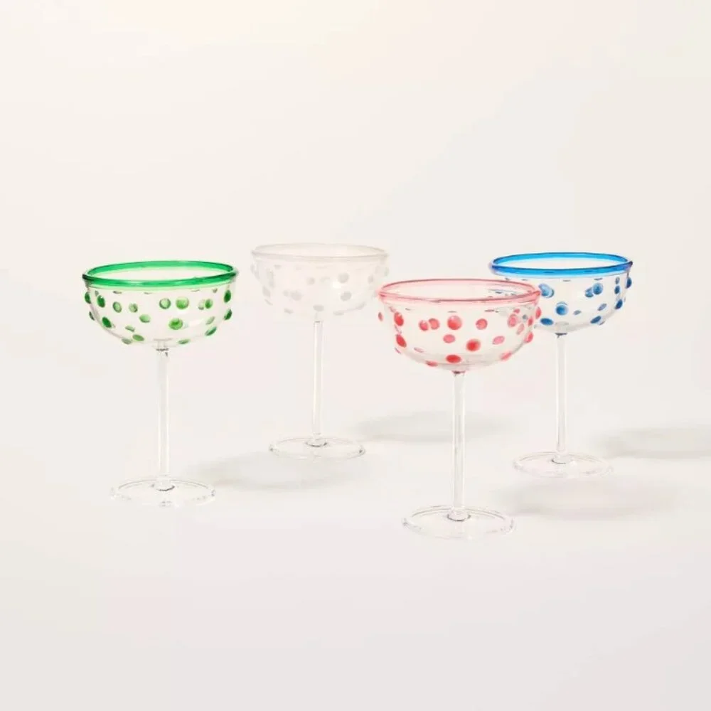 8.11oz 4pc Polka Dot Acrylic Coupe Drinkware Set - kate spade new york x Target